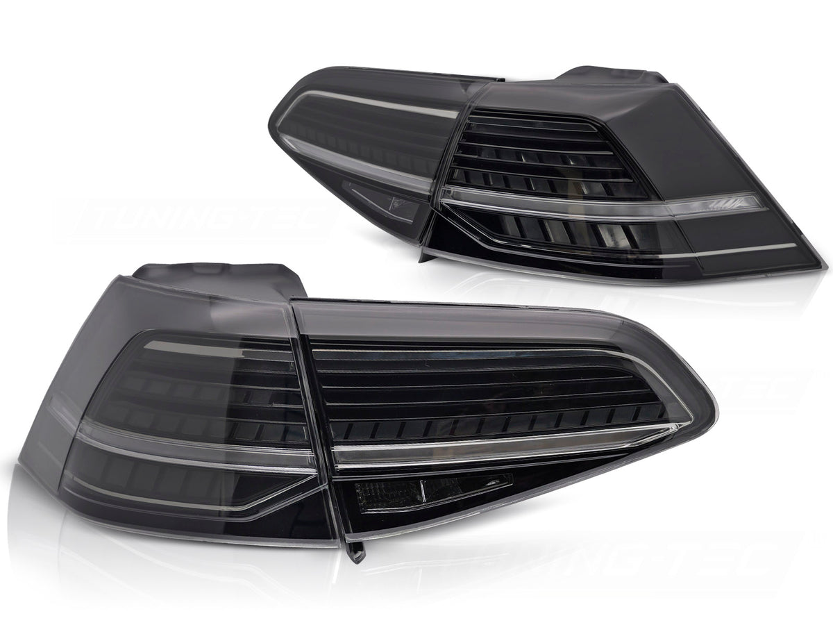 LED-baklykter smoke til VW Golf 7 2013–2019 med sekvensiell blinklys sett bakfra