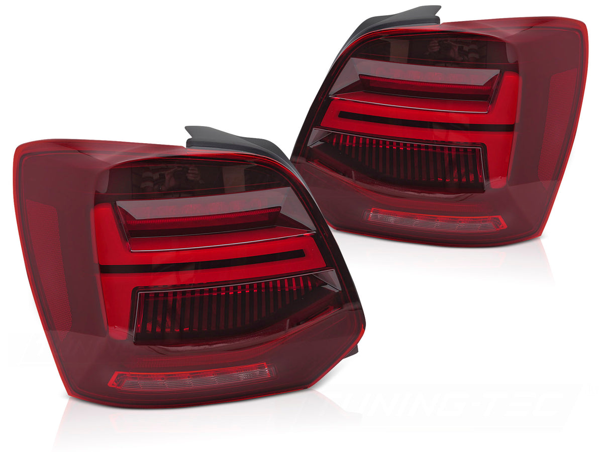 Baklykter LED Bar VW Polo V 2009–2017 rødt lyktehus sett bakfra