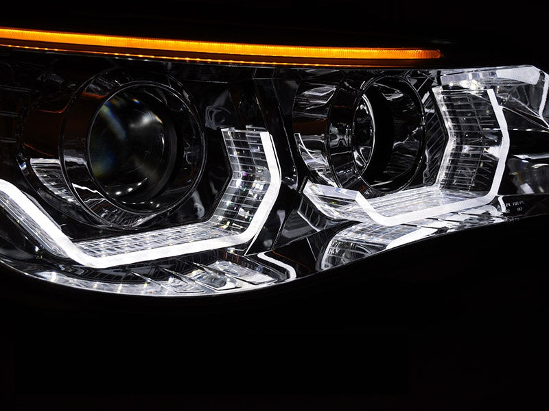 Sett med frontlykter BMW 5-Serie E60 E61 krom Angel Eyes LED 3D