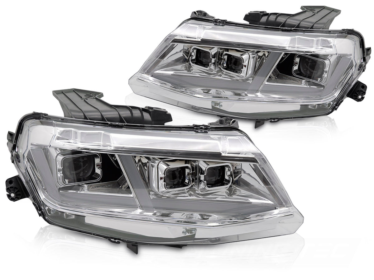 Full LED frontlykter Chevrolet Camaro 2016-2019 krom finish sett forfra