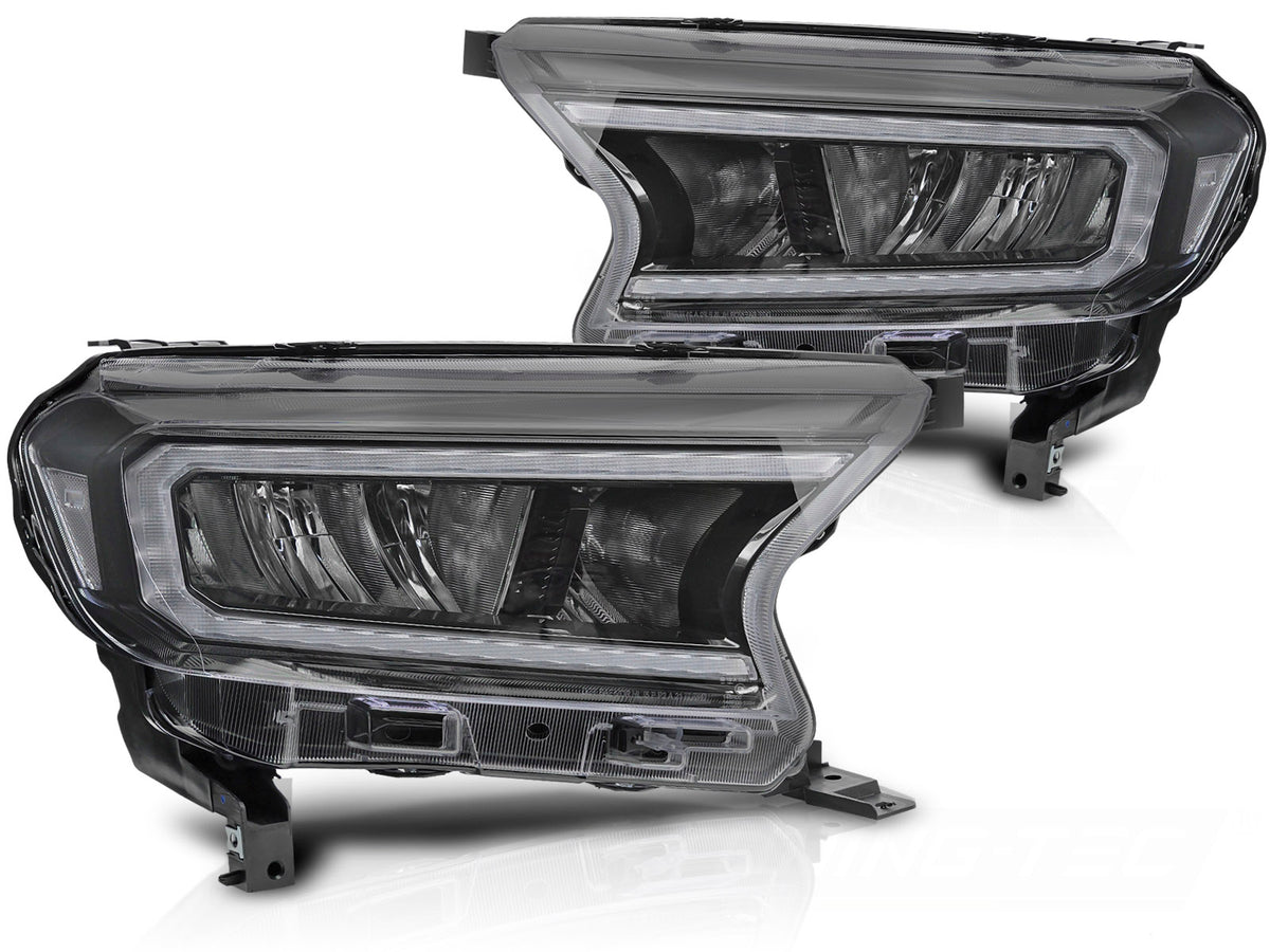 LED frontlykter Ford Mustang 2018–2021 svart hus sett forfra
