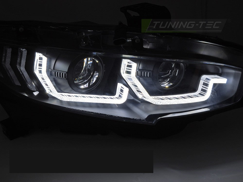 LED frontlykter med dynamisk blinklys til Honda Civic IX 2014-2016 svart