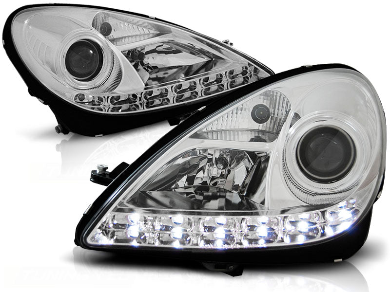 Frontlykter xenon daylight krom til Mercedes SLK R171 2004–2011 sett forfra