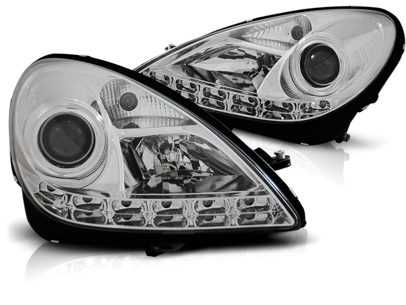 Frontlykter xenon DRL krom til Mercedes SLK R171 2004–2011 sett forfra