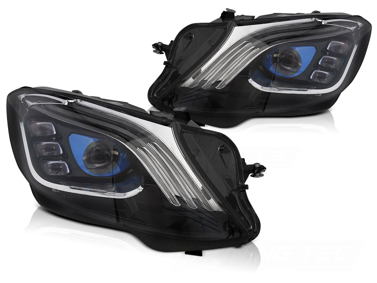 Full LED frontlykter Mercedes S-Klasse W222 svart hus sett forfra