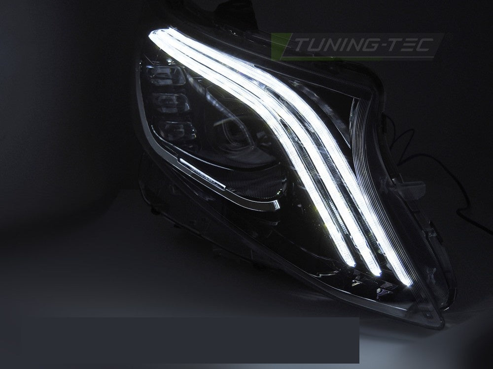 Tuning-Tec frontlykter Mercedes Vito W447 montert med sekvensiell DRL