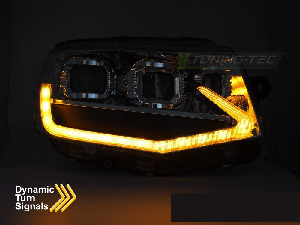 Volkswagen T6 frontlykter LED Tube Light DRL svart innramming 2015-2024