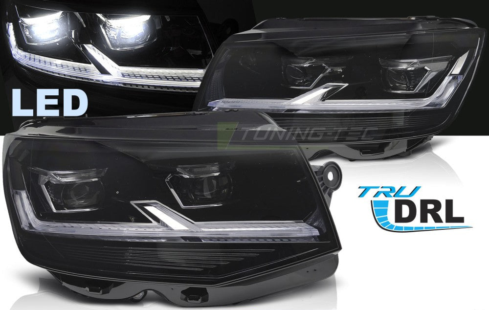 Frontlykter VW T6 15-19 Black LED DRL