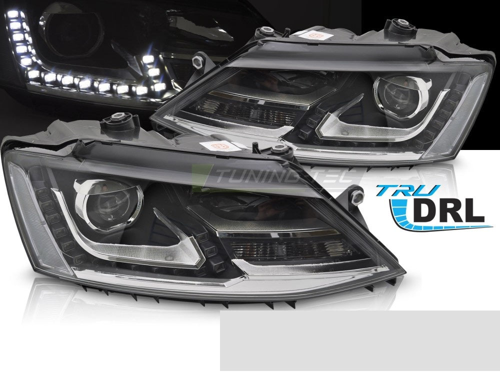 Frontlykter LED DRL Volkswagen Jetta 05-18 sort – Tuning-Tec LPVWZ9