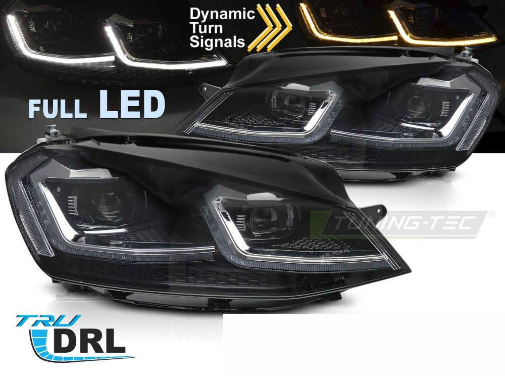 Frontlykter Volkswagen Golf 7 12-20 Full LED sekvensiell DRL silver fra Tuning-Tec