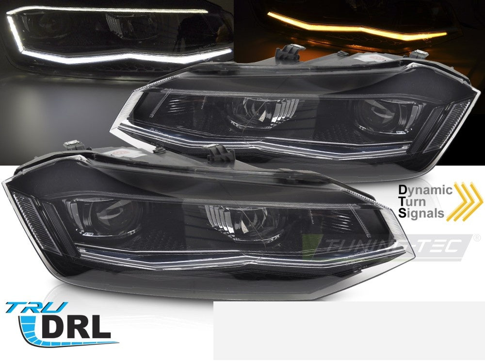 Frontlykter VW Polo 2G 17-21 LED sekvensiell DRL silver fra Tuning-Tec