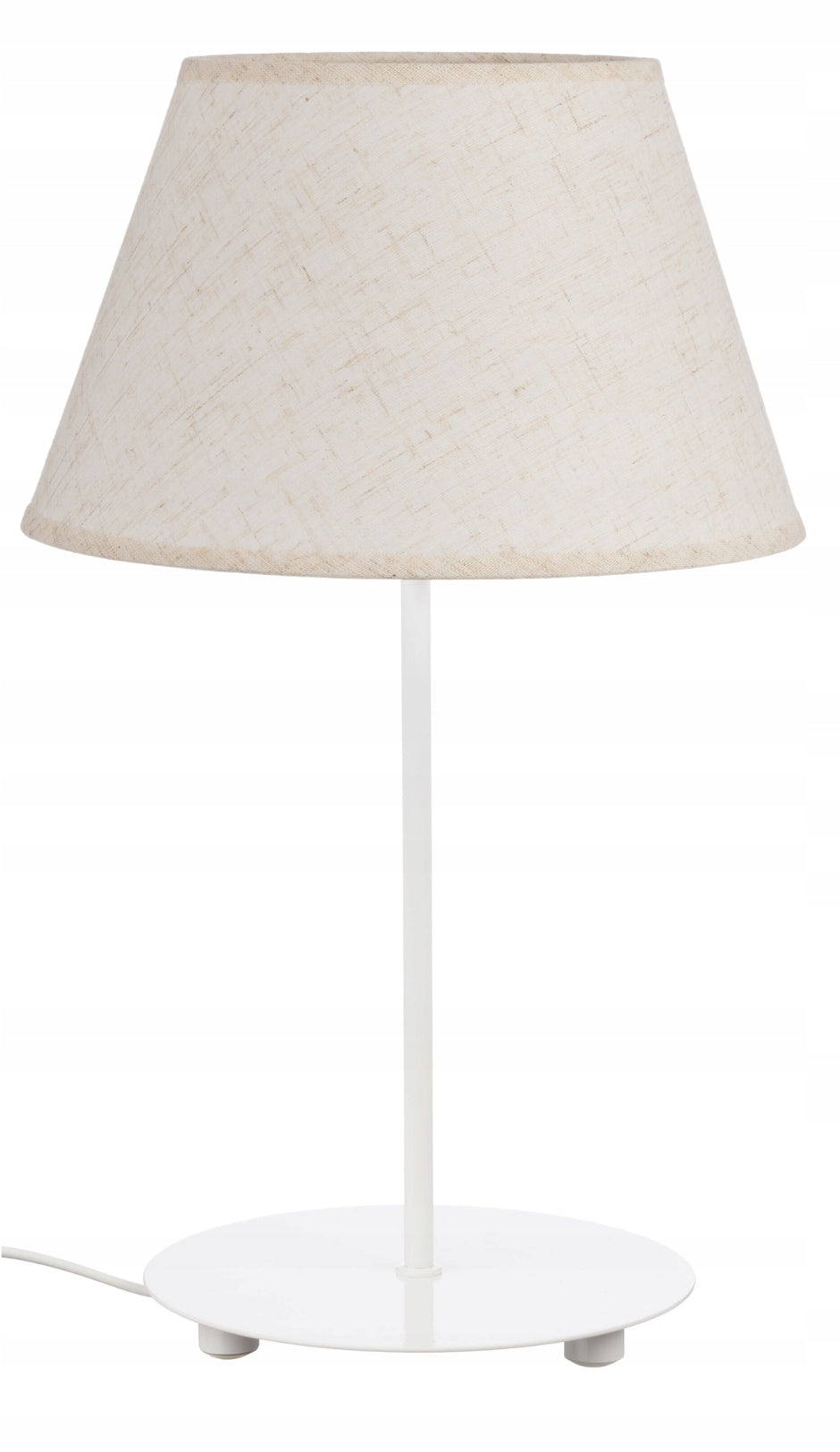Hvit Bordlampe med Kjegleformet Lin Skjerm Karo E27