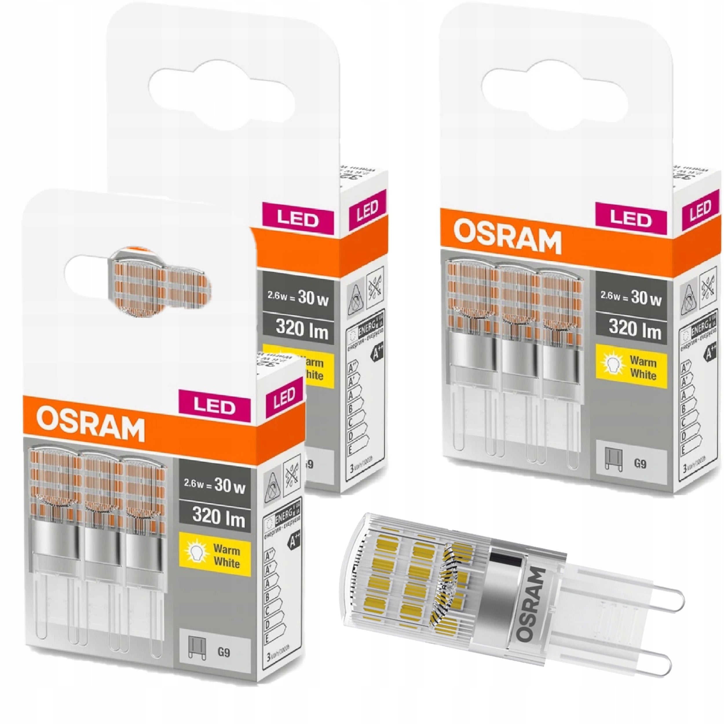 Osram LED-pære Kapsel G9 2,6W tilsvarende 30W 2700K x9