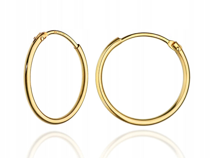 Vakre Gylne Øreringer Ringer 17,5mm 585 Sirkel Ring