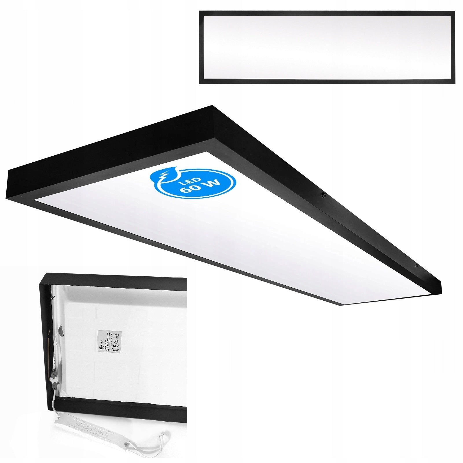 LED-panel til tak 60W påbyggingsmodell 120 x 30 cm taklampe