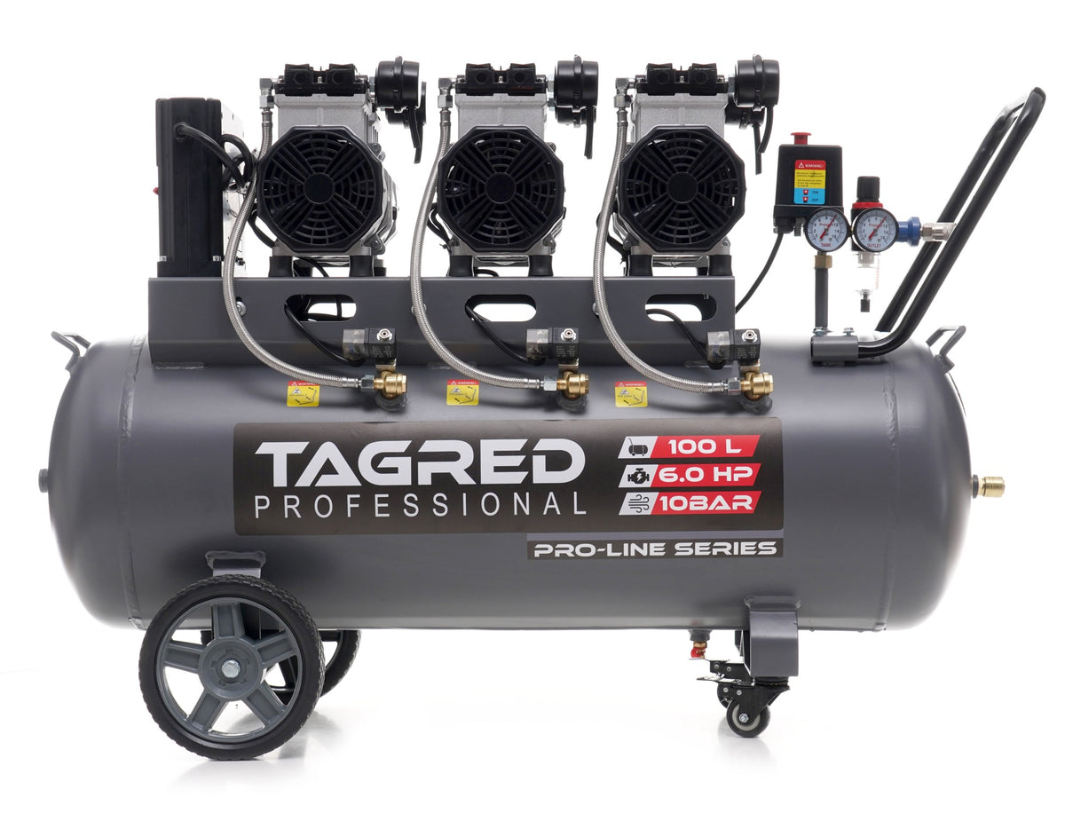 Kompressor Tagred TA3389 kontrollpanel med to manometre og vannfelle