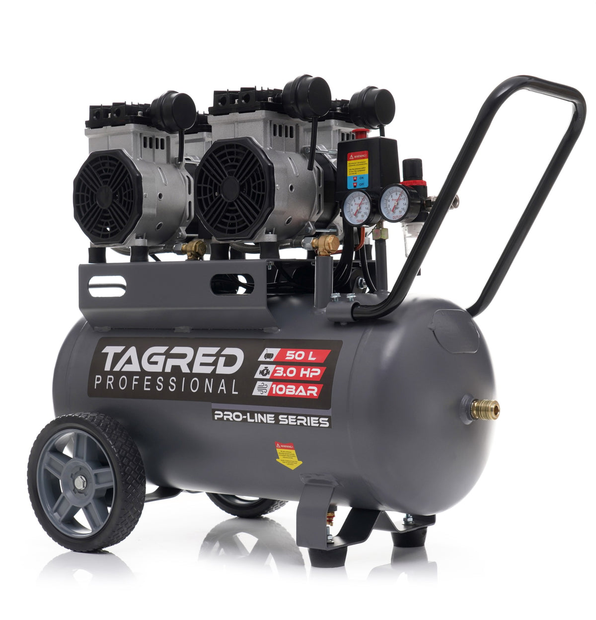 Kompressor Tagred TA3385 oljefri med 50-liters tank sett forfra