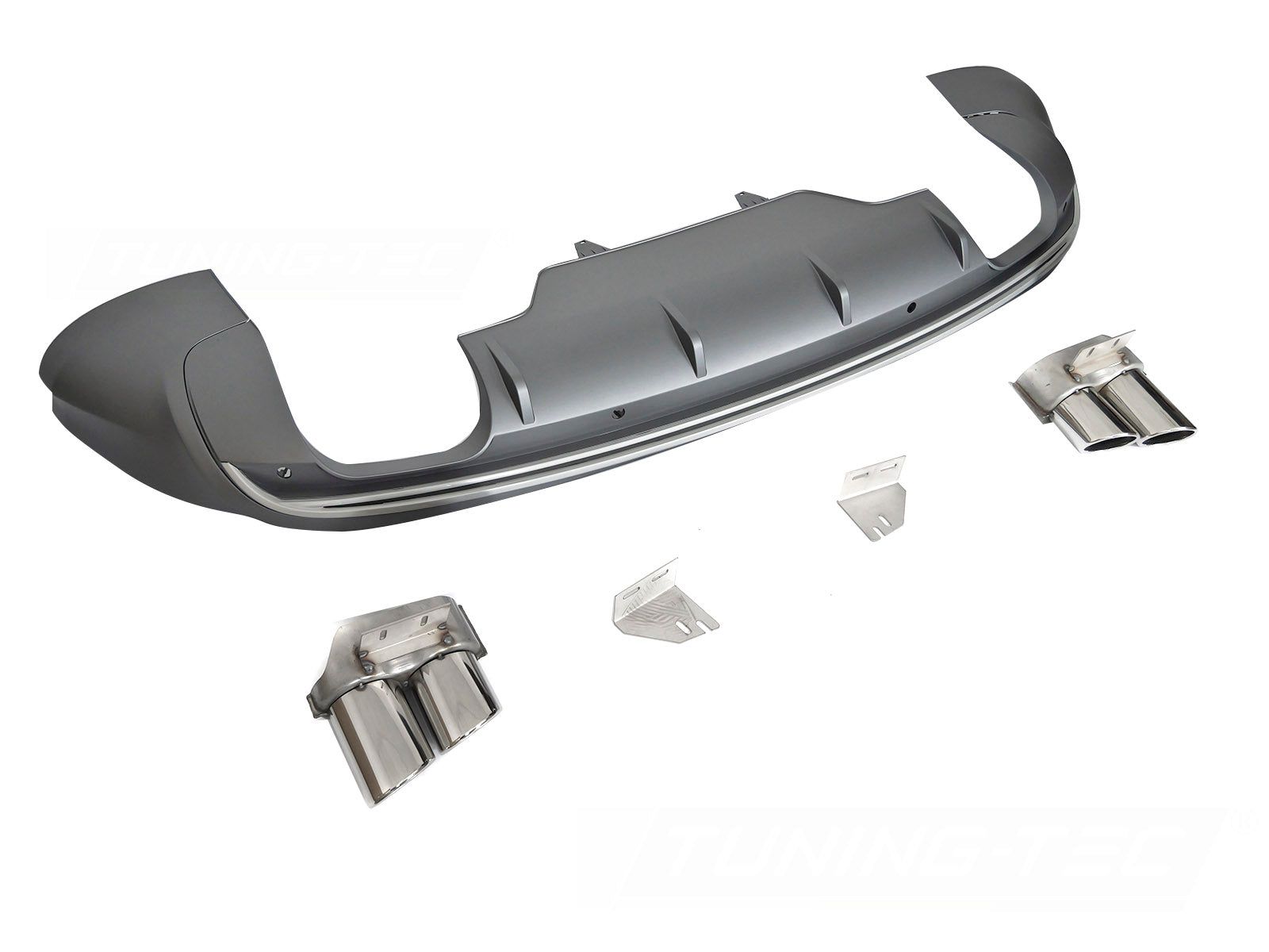 Diffusor Audi Q5 8R 2008–2012 – Sport S Style, sølv, twin outlet, PDC – ZTAU22