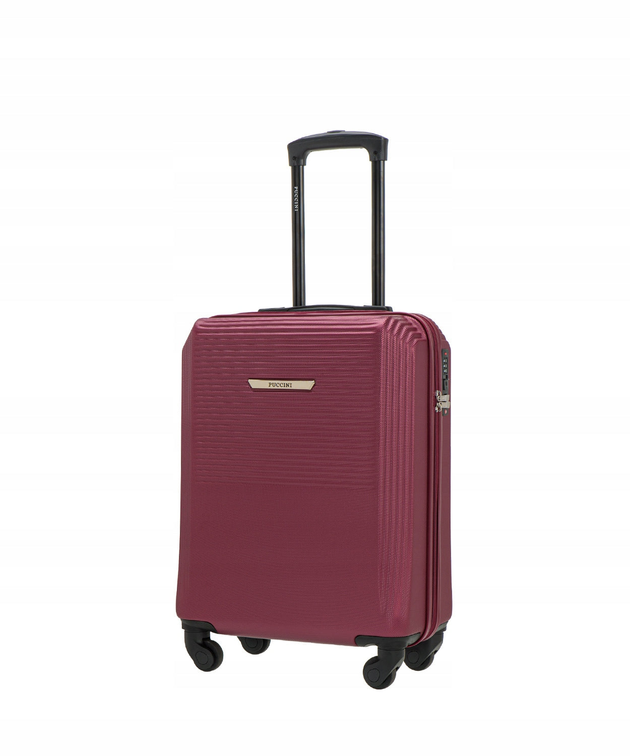 Kabin-koffert fra Puccini, liten med hjul, hard, burgunder ABS025C