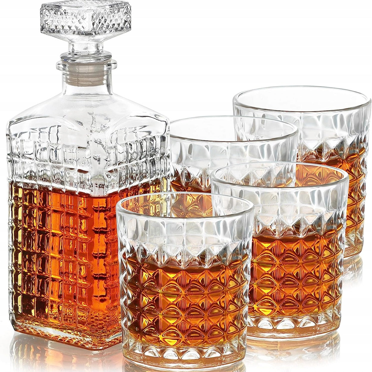 Whiskysett med Karaffel 500ml + 4 Glass