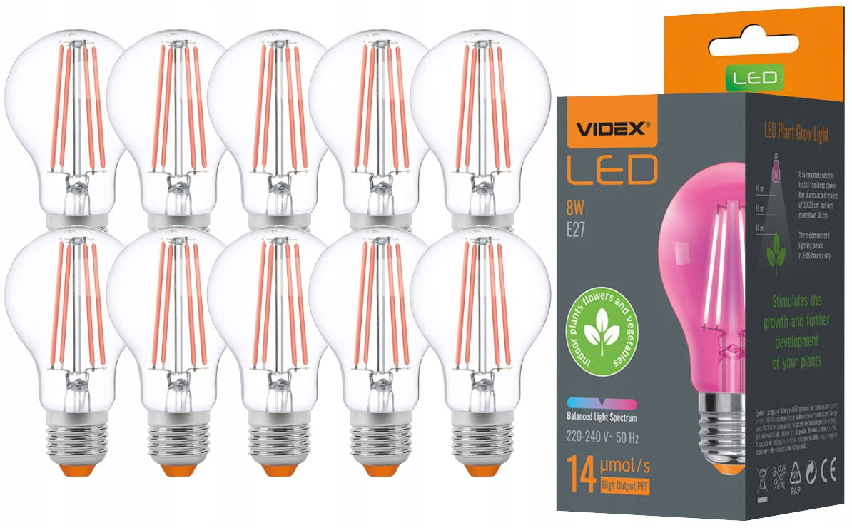 Plantelyspære Videx LED 8W Bicolor 10-pakning