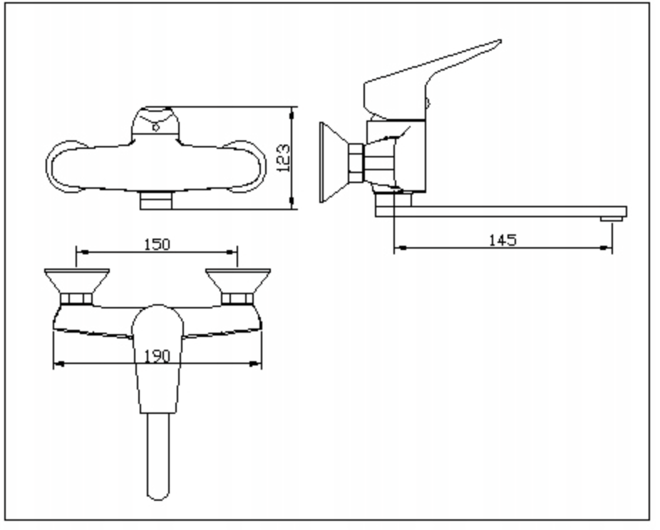 Servantbatteri Svart Matt Veggmontert med Svingbar Tut – Liveno Sigma