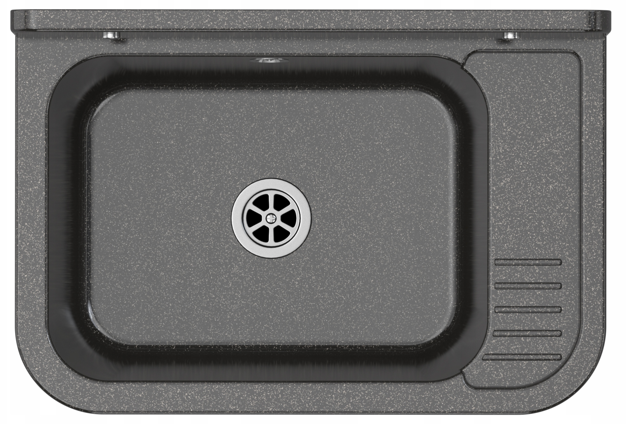 Verkstedvask Svart Marmor 50x34 cm med Kjøkkenbatteri og Sifon – Komplett Sett