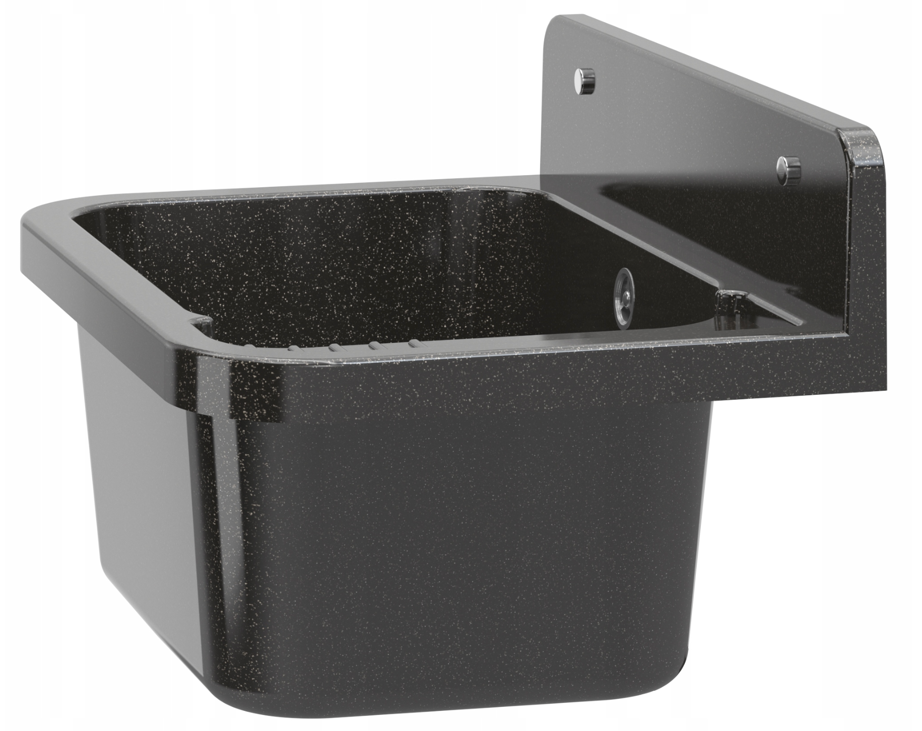 Verkstedvask Svart Marmor 50x34 cm med Kjøkkenbatteri og Sifon – Komplett Sett