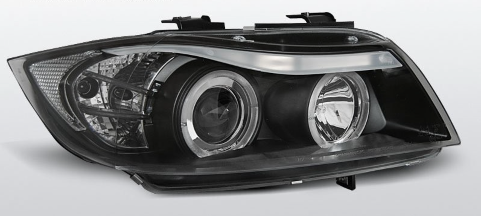 Frontlykter (Angel Eyes BMW E90) Black - BMW 3-Serie E90/E91 - LPBM76