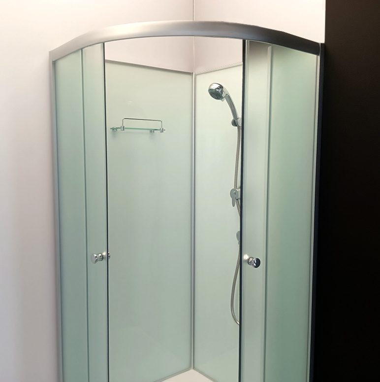 Dusjkabinett 90x90 cm Halvrundt med dusjkar WSH305B, matt krom