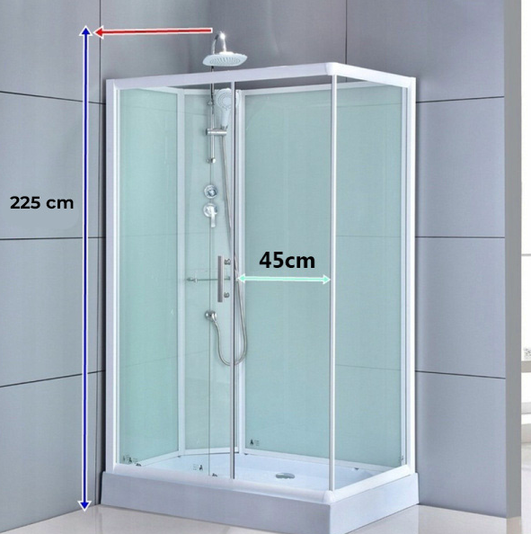 Dusjkabinett 120x80 cm Rektangulært med dusjkar WSH307L, krom, venstrevendt