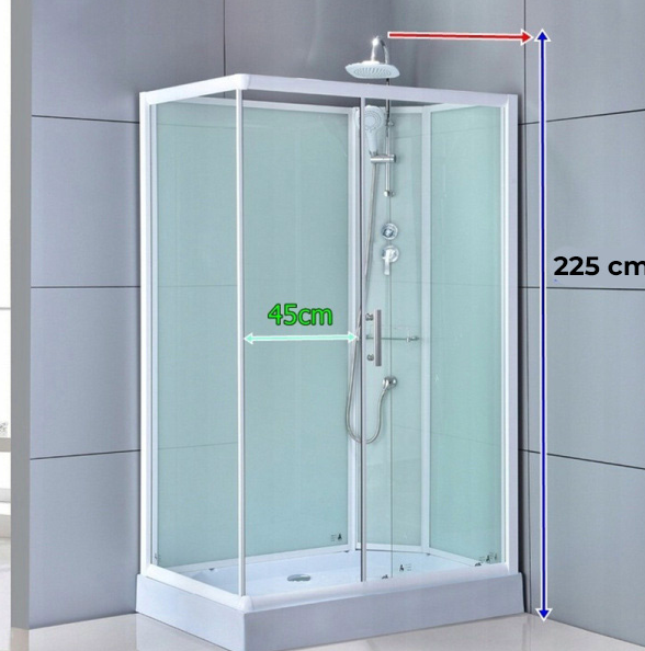 Dusjkabinett 120x80 cm Rektangulært med dusjkar WSH307R, krom, høyrevendt