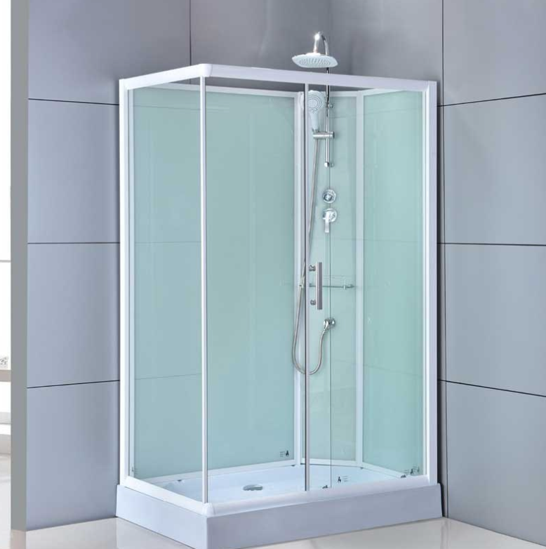 Dusjkabinett 120x80 cm Rektangulært med dusjkar WSH307R, krom, høyrevendt