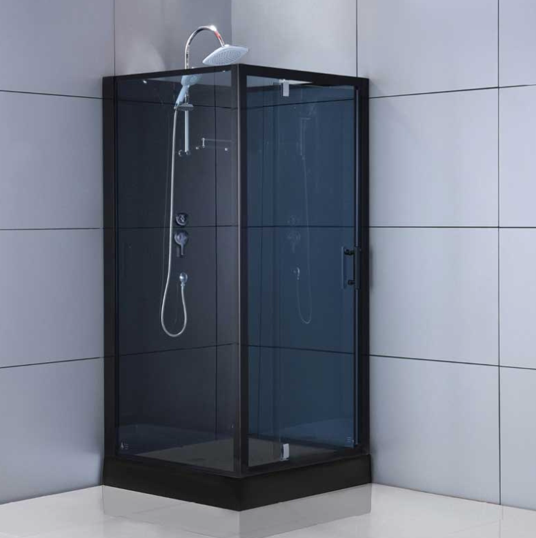 Dusjkabinett 90x90 cm Firkantet med dusjkar WSH306, svart
