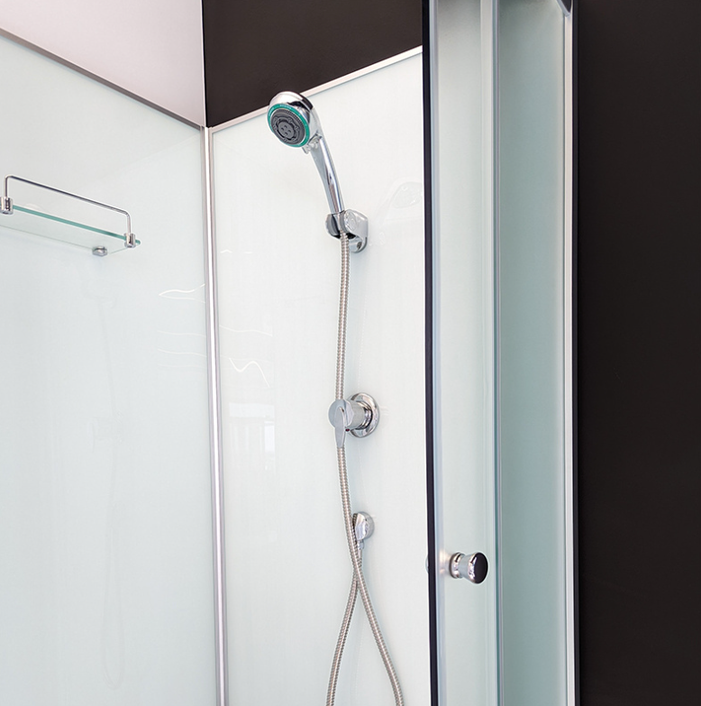 Dusjkabinett 80x80 cm Halvrundt med dusjkar WSH304A, matt krom