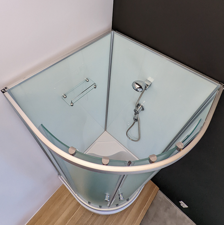 Dusjkabinett 80x80 cm Halvrundt med dusjkar WSH304A, matt krom