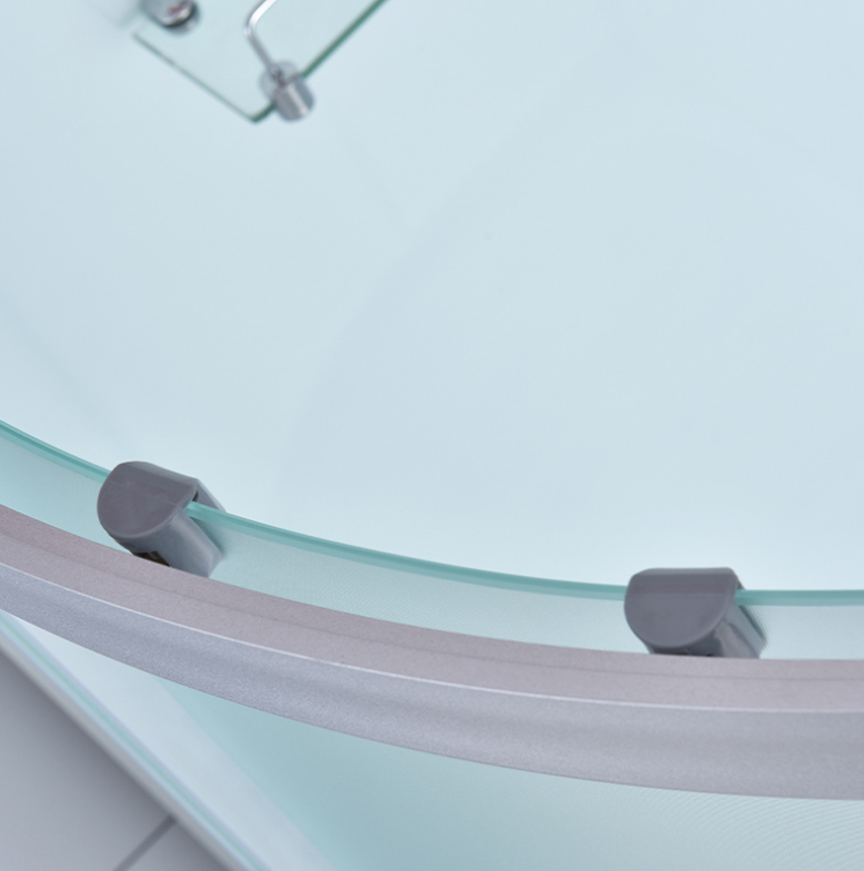 Dusjkabinett 90x90 cm Halvrundt med dusjkar WSH301B, matt krom