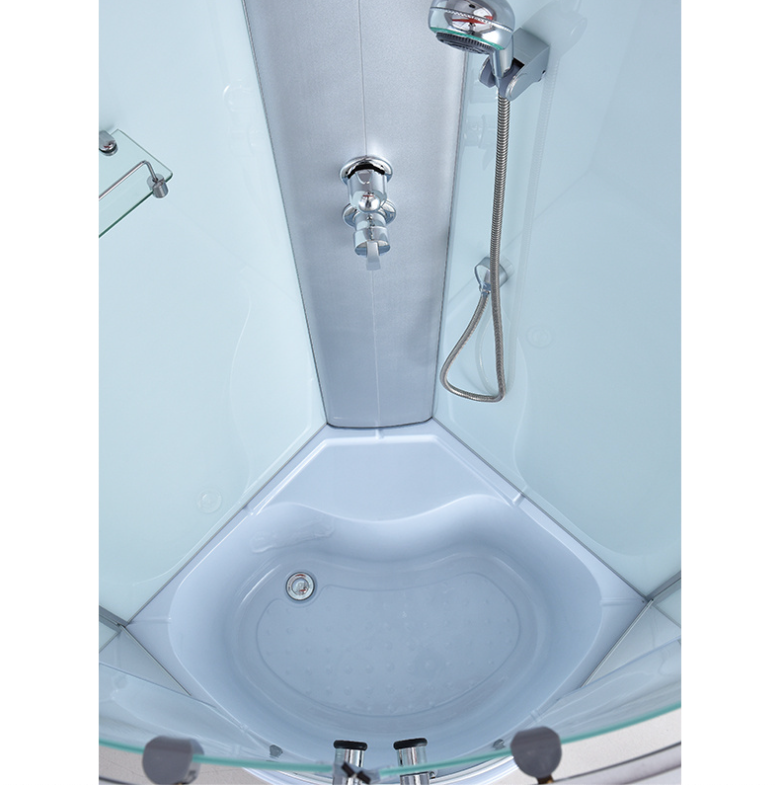 Dusjkabinett 90x90 cm Halvrundt med dusjkar WSH301B, matt krom