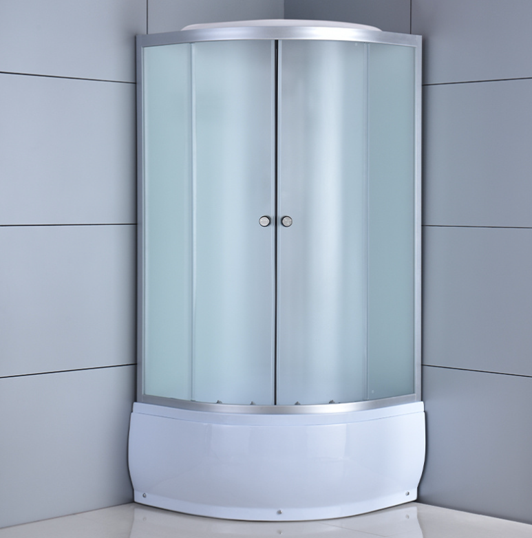 Dusjkabinett 90x90 cm Halvrundt med dusjkar WSH301B, matt krom