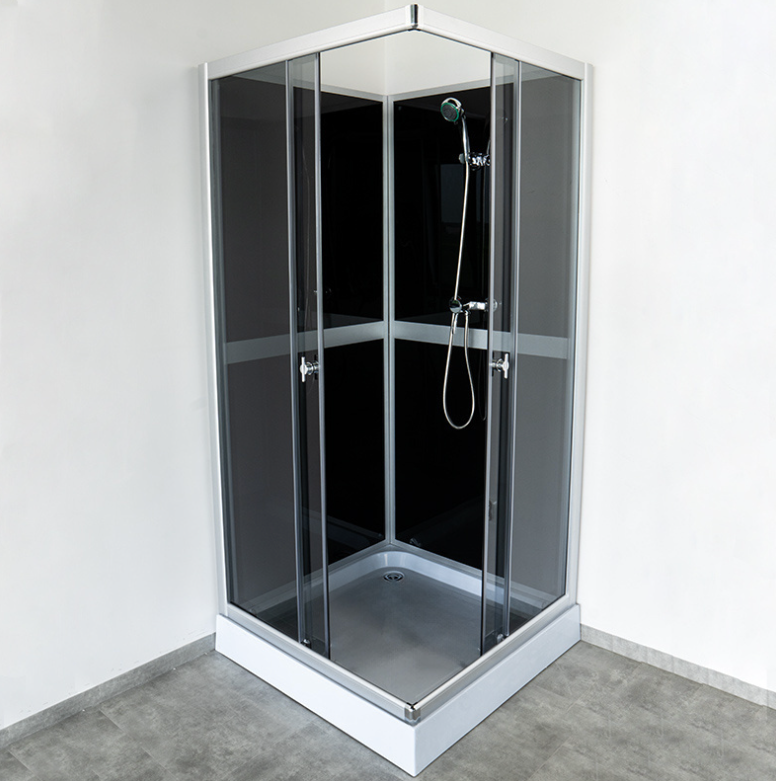 Dusjkabinett 90x90 cm Firkantet med dusjkar WSH309B, grå