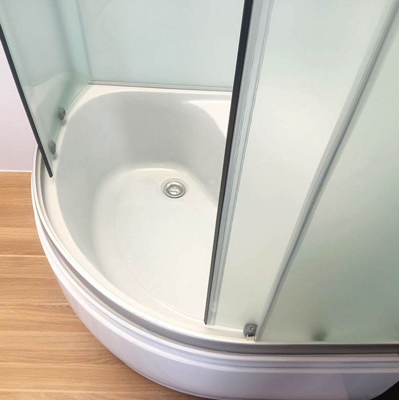 Dusjkabinett 90x90 cm Halvrundt med dusjkar WSH304B, matt krom