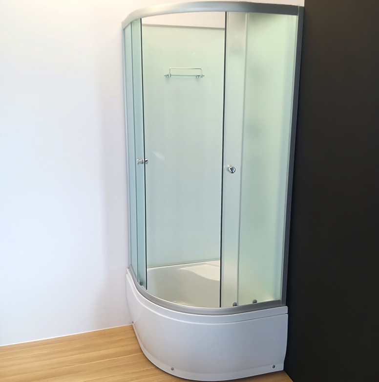 Dusjkabinett 90x90 cm Halvrundt med dusjkar WSH304B, matt krom