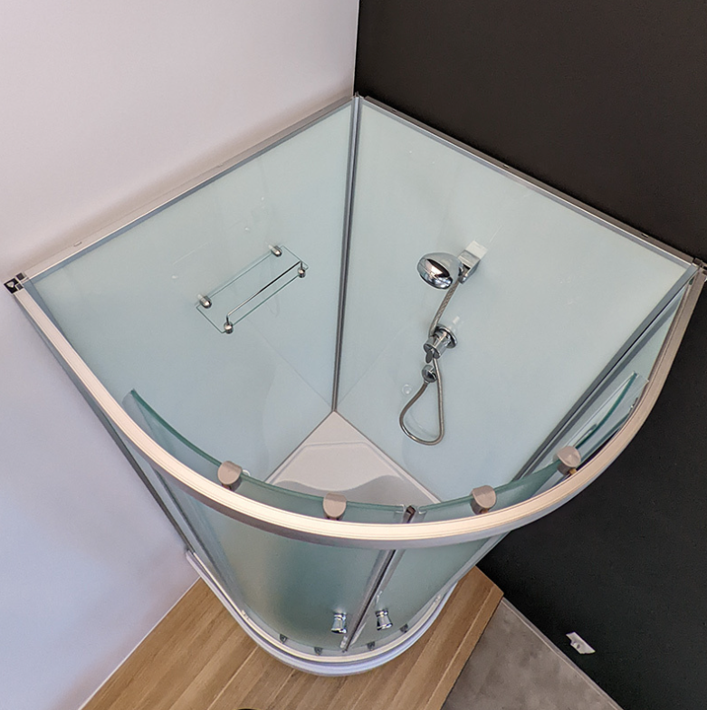 Dusjkabinett 90x90 cm Halvrundt med dusjkar WSH304B, matt krom