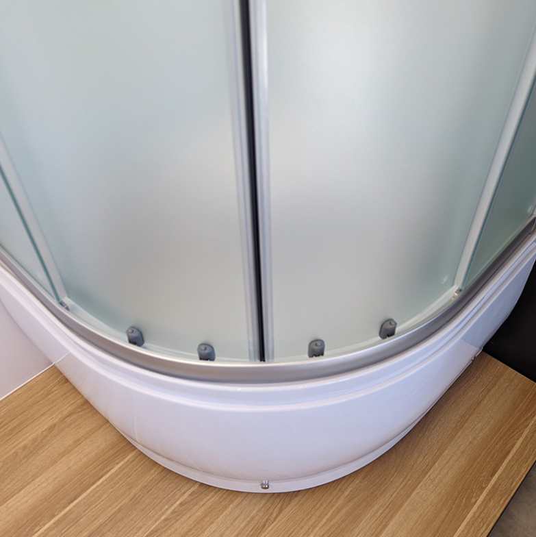 Dusjkabinett 90x90 cm Halvrundt med dusjkar WSH304B, matt krom