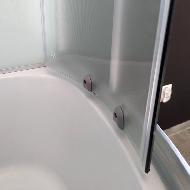 Dusjkabinett 90x90 cm Halvrundt med dusjkar WSH304B, matt krom