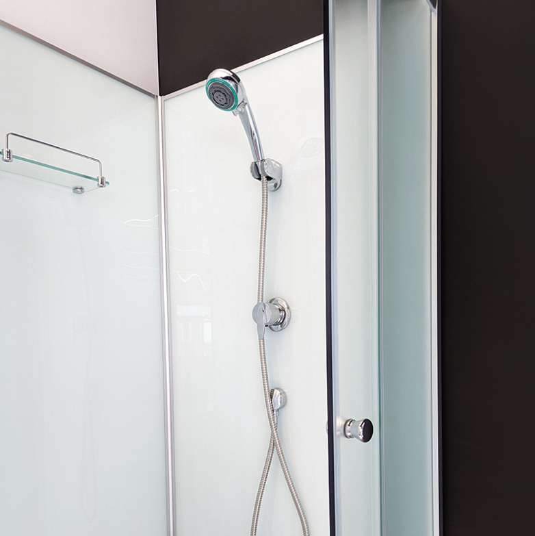 Dusjkabinett 90x90 cm Halvrundt med dusjkar WSH304B, matt krom