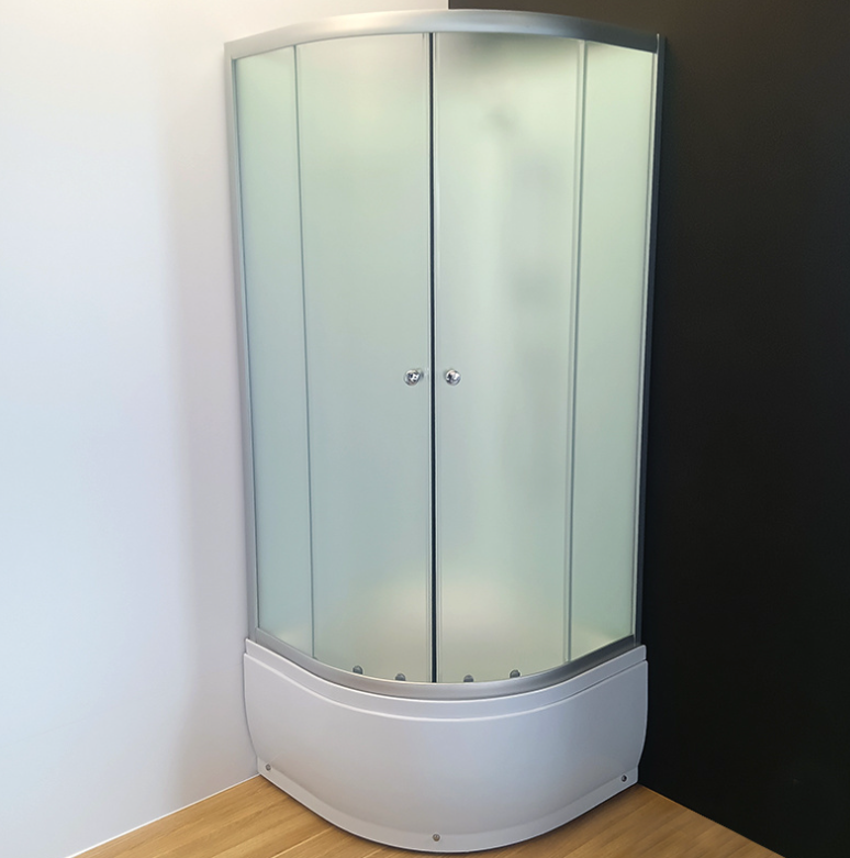 Dusjkabinett 90x90 cm Halvrundt med dusjkar WSH304B, matt krom