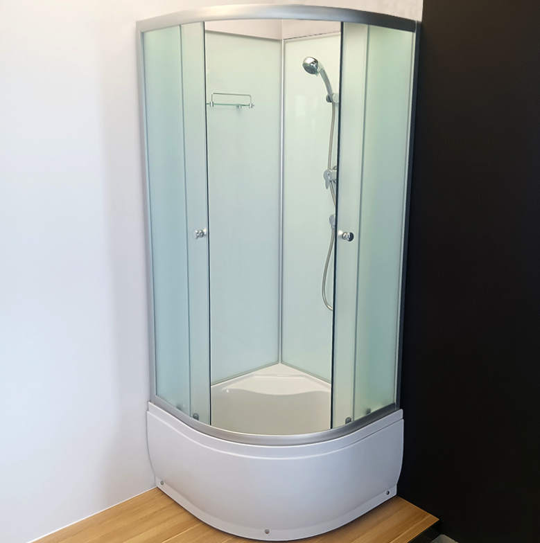 Dusjkabinett 90x90 cm Halvrundt med dusjkar WSH304B, matt krom