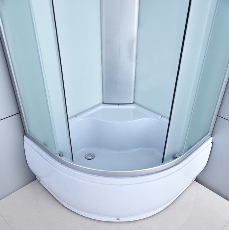 Dusjkabinett 100x100 cm Halvrundt med dusjkar WSH301C, matt krom