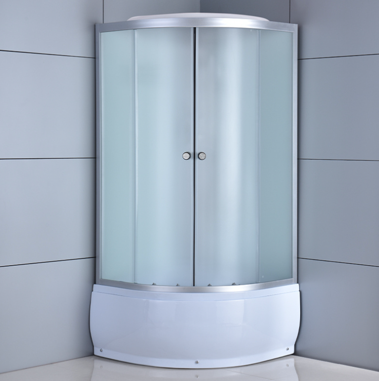 Dusjkabinett 100x100 cm Halvrundt med dusjkar WSH301C, matt krom